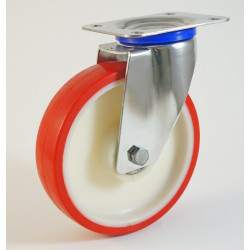 Roulette inox à platine, roue polyuréthane corps nylon, charges 150 à 300 Kg, (série N/INOX20)