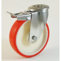 Roulette inox à trou central, roue polyuréthane, charges 100 à 300 Kg (série N/INOX20)
