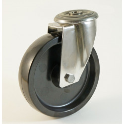 Roulette inox à trou central, roue résine phénolique -40° à + 280 °C (série FS/INOX20)