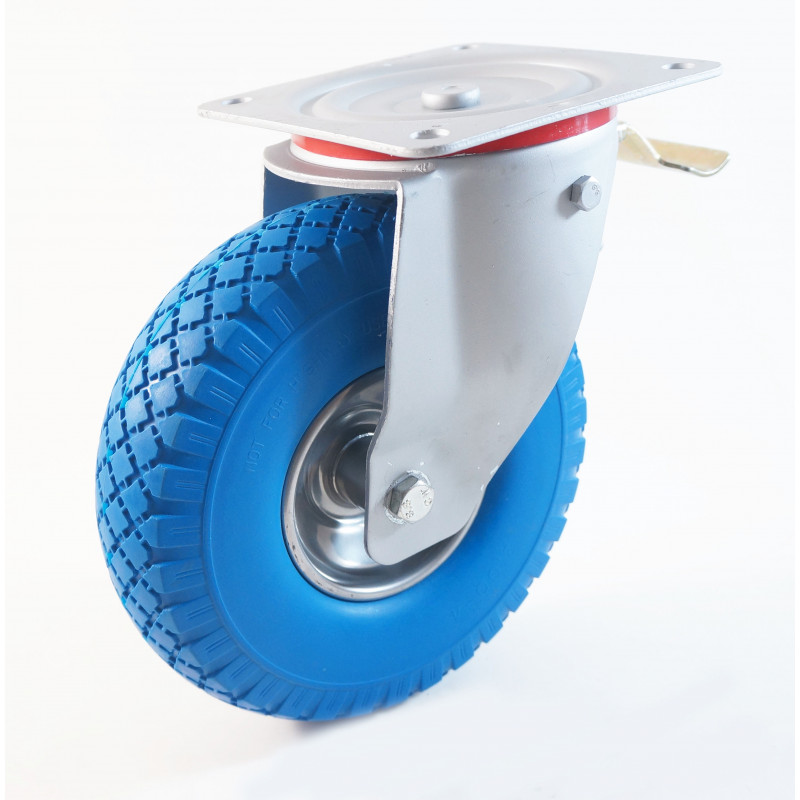 Roulette pour charges lourdes en plastique, roue directrice avec dispositif  de blocage complet, roulement à billes, plaque